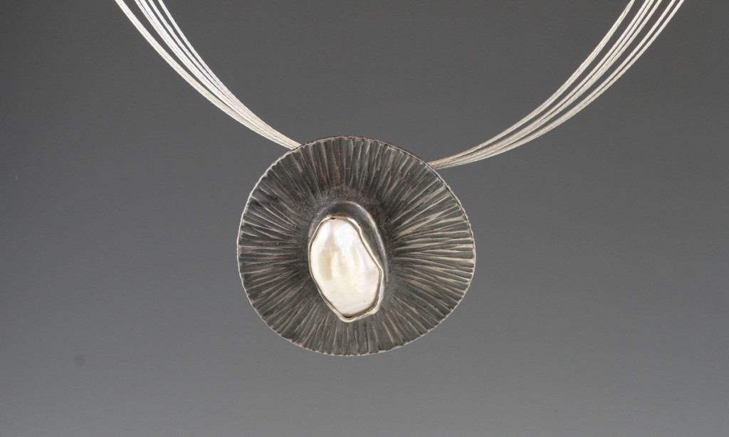 Silver Disc with Baroque Freshwater Pearl